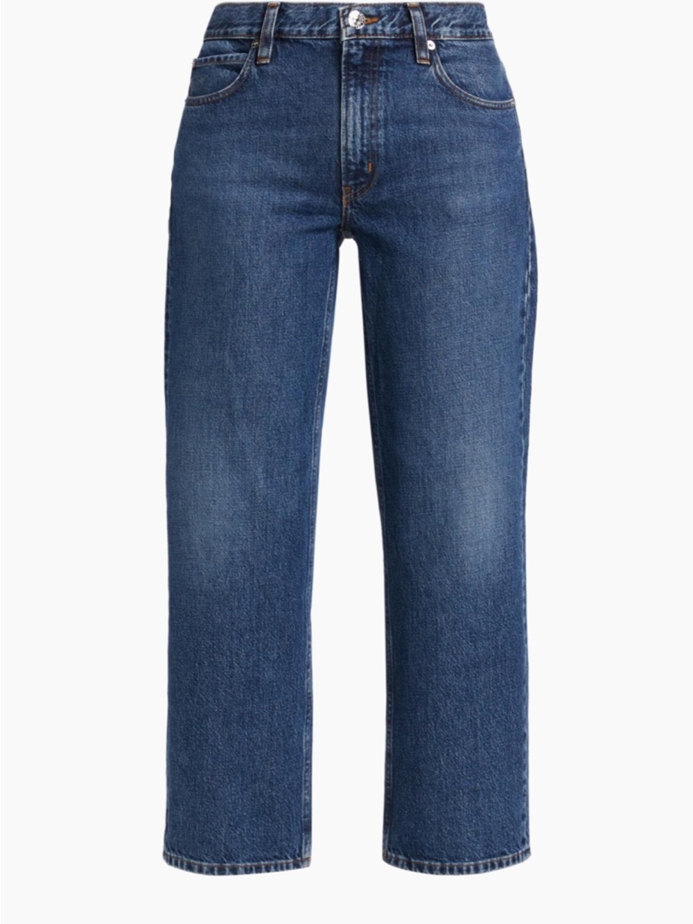 Frame Denim Women's Cropped Straight-Leg Jeans in Medium Blue Wash